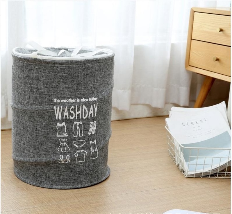 Pop-up Laundry Hamper Quality Laundry Basket with Solid Bottom High Carbon Steel Frame Easy to Open & Fold Flat for Home Storage