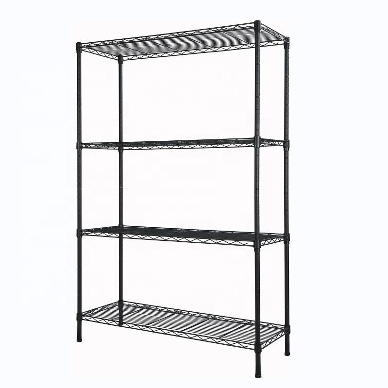 4Tier Wire Shelving Metal Storage Rack Adjustable Shelves Standing Storage Shelf Unit for Laundry Bathroom Kitchen Pantry Closet