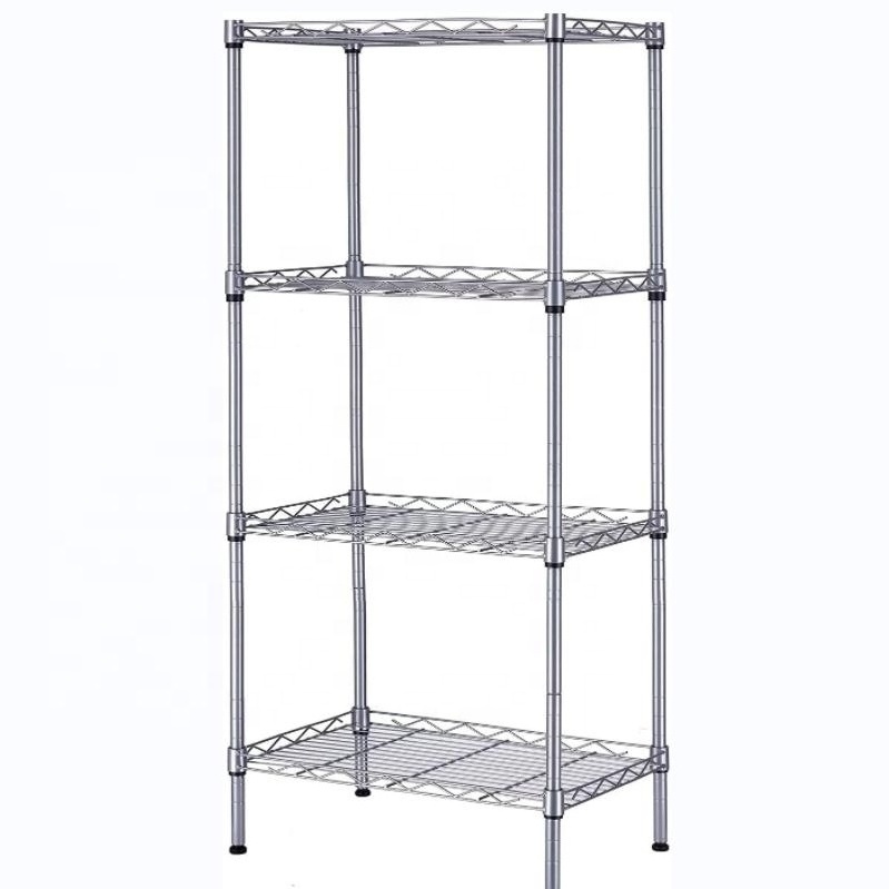 4Tier Wire Shelving Metal Storage Rack Adjustable Shelves Standing Storage Shelf Unit for Laundry Bathroom Kitchen Pantry Closet