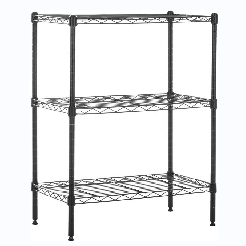 Wire Shelving Unit Commercial Metal Shelf with 3 Tier Adjustable Layer Rack Strong Steel for Restaurant Garage Pantry Kitchen