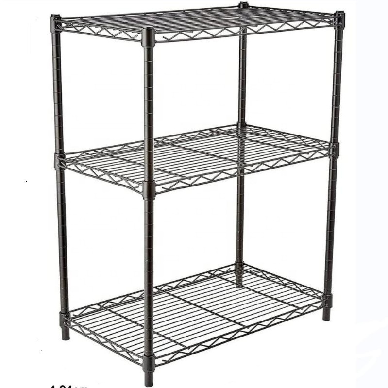 Wire Shelving Unit Commercial Metal Shelf with 3 Tier Adjustable Layer Rack Strong Steel for Restaurant Garage Pantry Kitchen