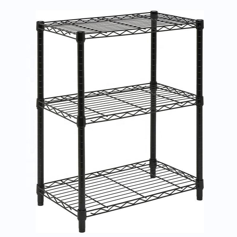 Wire Shelving Unit Commercial Metal Shelf with 3 Tier Adjustable Layer Rack Strong Steel for Restaurant Garage Pantry Kitchen