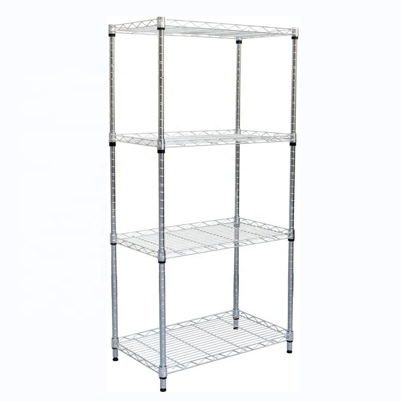 4 Tier Adjustable Storage Shelf Metal Storage Rack Wire Shelving Unit 530Lbs Capacity for Laundry Bathroom Garage Kitchen Silver