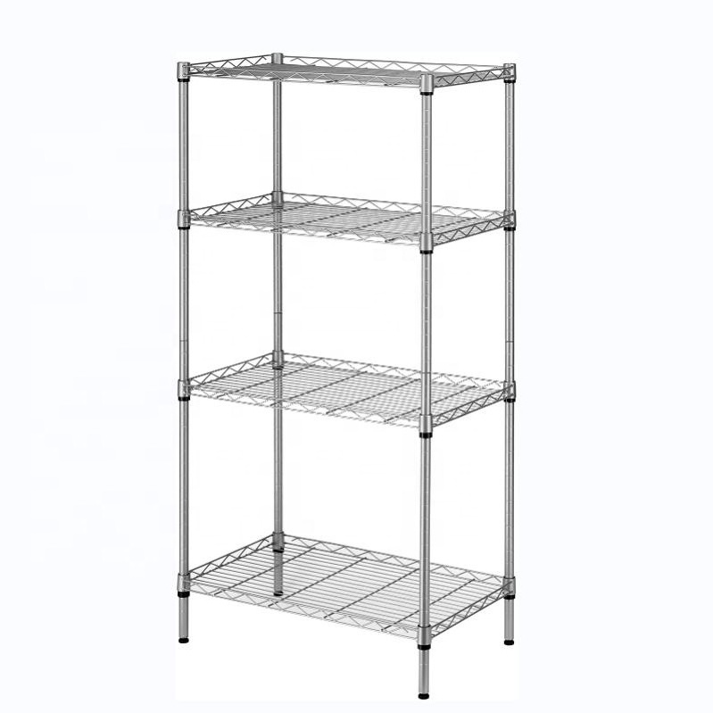 4 Tier Adjustable Storage Shelf Metal Storage Rack Wire Shelving Unit 530Lbs Capacity for Laundry Bathroom Garage Kitchen Silver