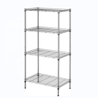 4 Tier Adjustable Storage Shelf Metal Storage Rack Wire Shelving Unit 530Lbs Capacity for Laundry Bathroom Garage Kitchen Silver