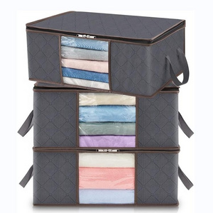 Clothes Storage Bag Foldable Storage Bins Closet Organizer with Reinforced Handles Sturdy Fabric Clear Window for Sweaters Coats