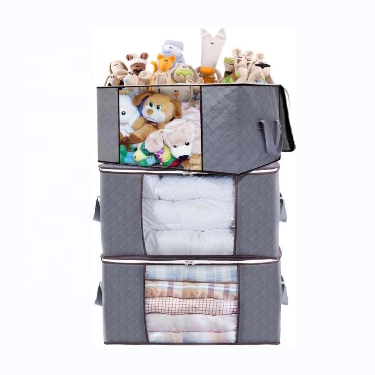 Large Clothes Blanket Storage Bag Foldable Organizer Storage Container Bin for Comforters Bedding Clothings Garments Storage