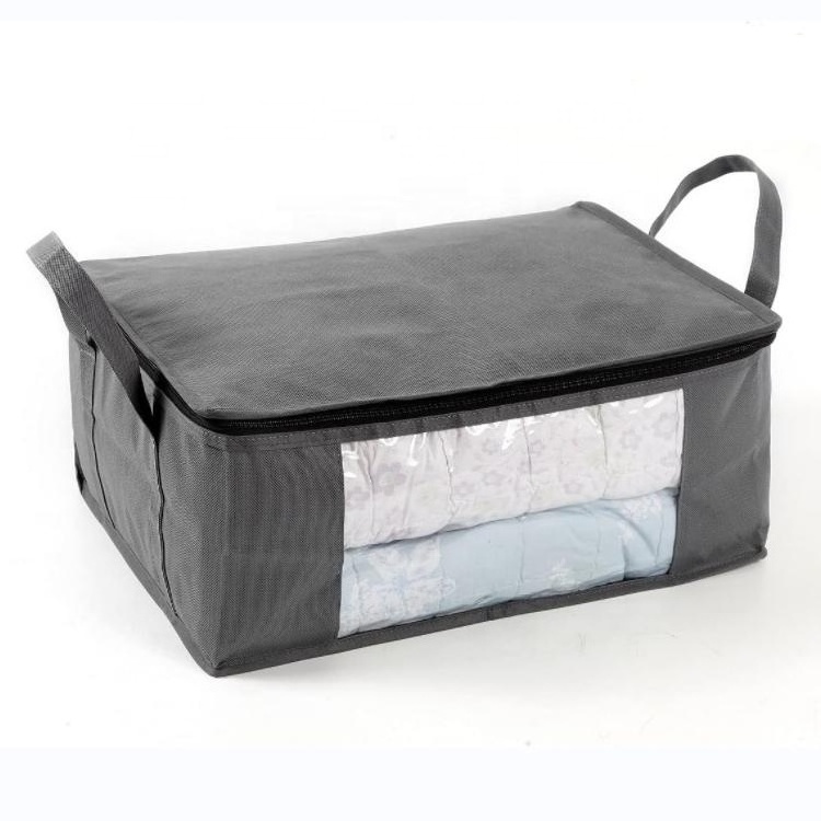 Clothes Storage Bag Foldable Storage Bins Closet Organizer with Reinforced Handles Sturdy Fabric Clear Window for Sweaters Coats