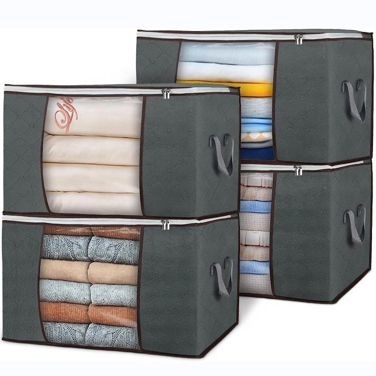 Large Clothes Blanket Storage Bag Foldable Organizer Storage Container Bin for Comforters Bedding Clothings Garments Storage