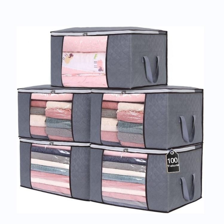 Clothes Storage Bag Clothing Storage Bin with Lids Closet Storage Stackable Collapsible Fabric Under Bed Organizer for Clothing