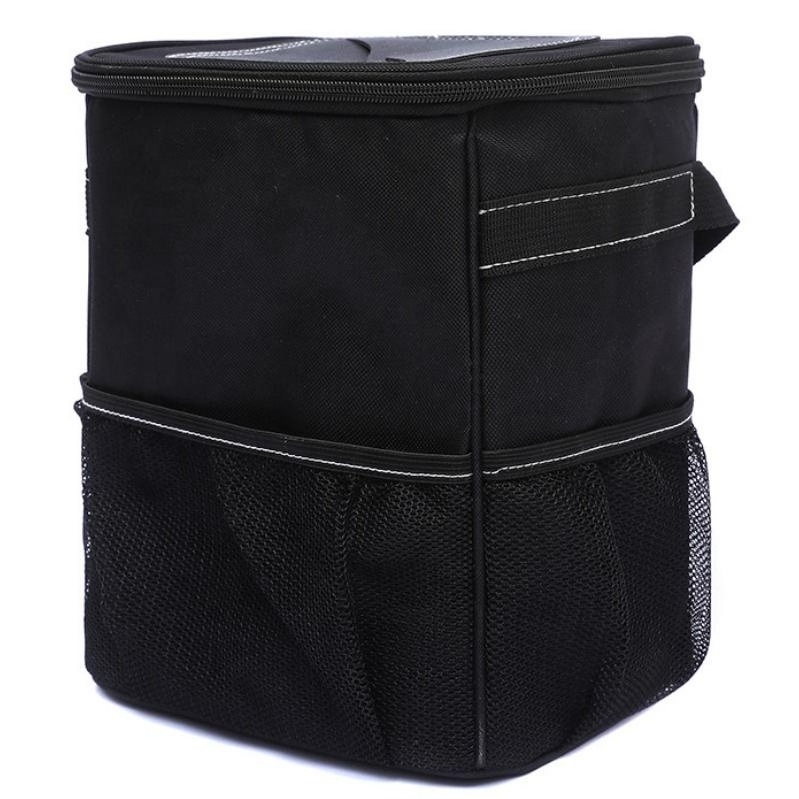 Mini Car Trash Can 600D Oxford Trash Bag Foldable Hanging Bin Cute Car Gadgets Garbage Container Vegan Leather Car Waste Can Bin