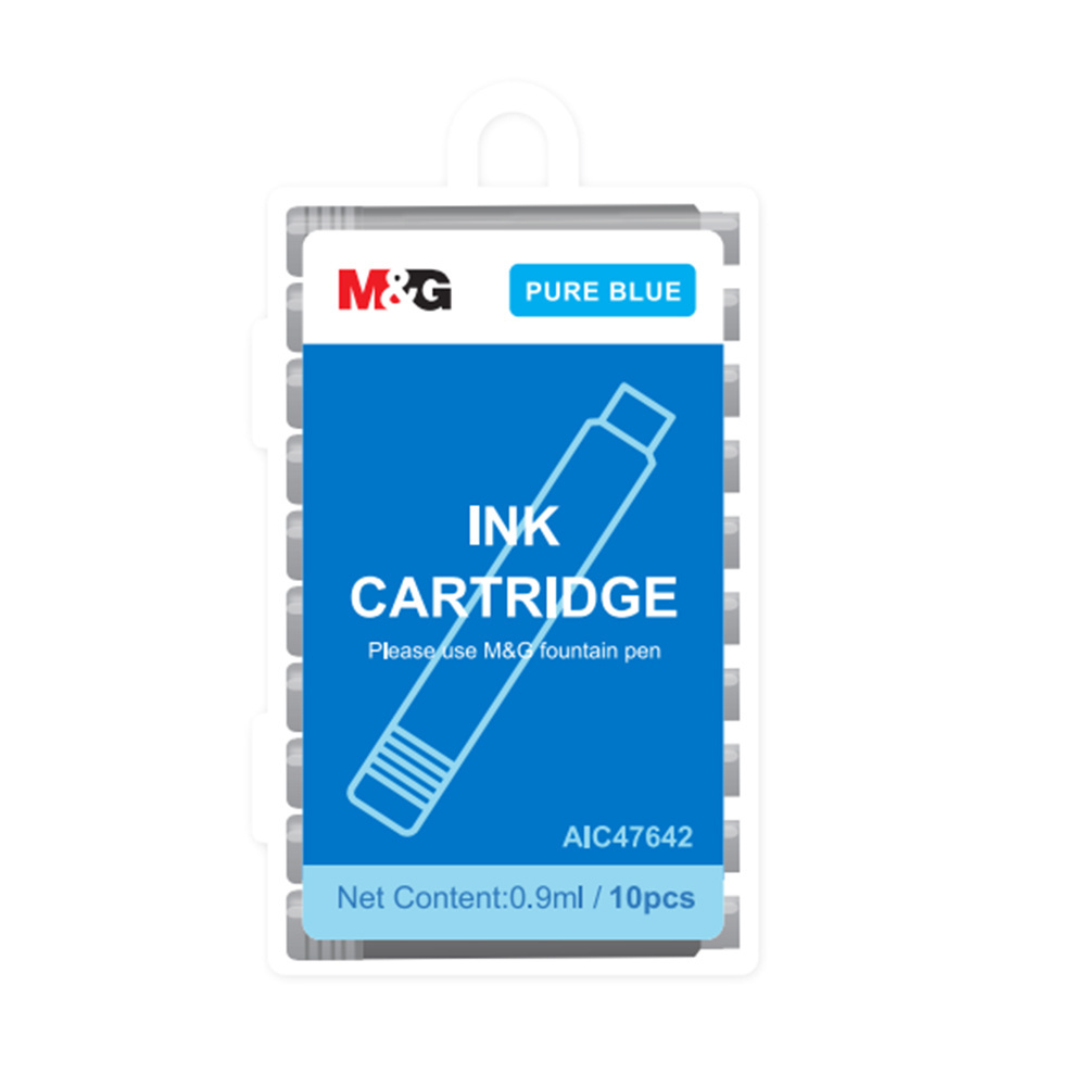 M & G Wholesale Fountain Pen Ink Cartridge Blue 0.9ml x 10pcs School Office Stationery Supplies Ink Cartridge