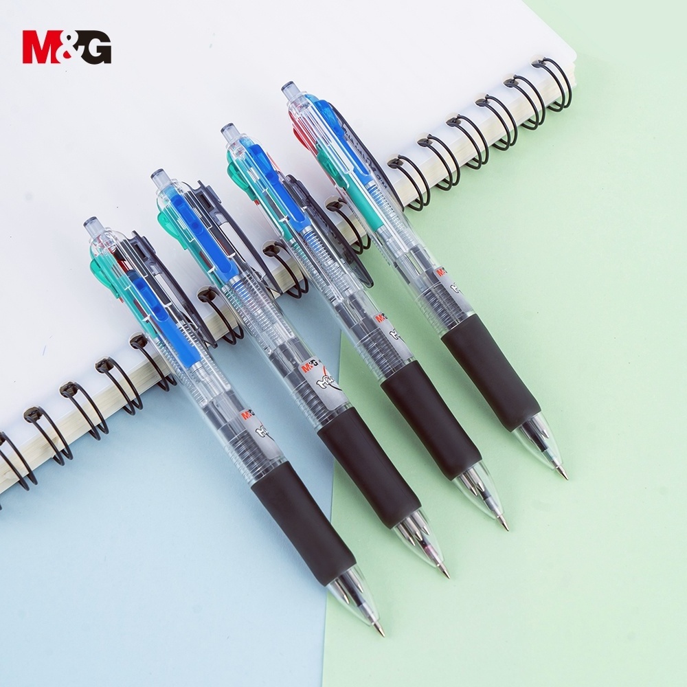 M&G Stationery Manufacturer 4 Color in 1 Ball Pens Customized with Logo Plastic Ballpoint Pens Ballpen Wholesale