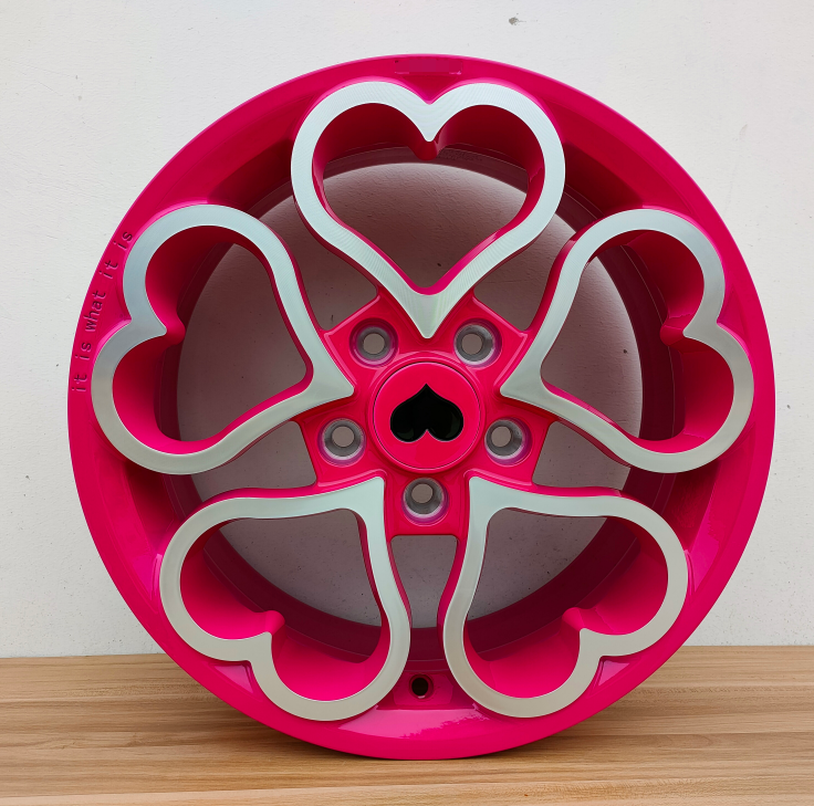 Personalized 18-22 5x120 5x114.3 inch pink custom love heart shaped forged aluminum alloy wheels rims for car