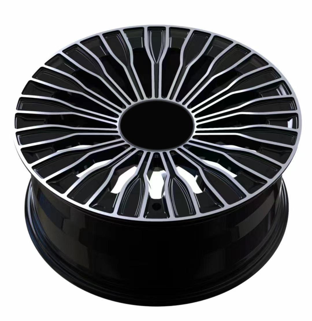 Multi Spokes Mesh Design Bright Black Alloy Et 5x120 5x112 Forged Rims Passenger Car Wheels 17 18 19 20 22 Inch  Other Wheels