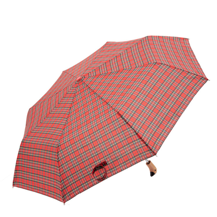 Mini Cute Wood Yellow Duck Handle Red Color Compact and Lightweight Custom Design with Logo Manual 21.5 inch 3 Fold Umbrella