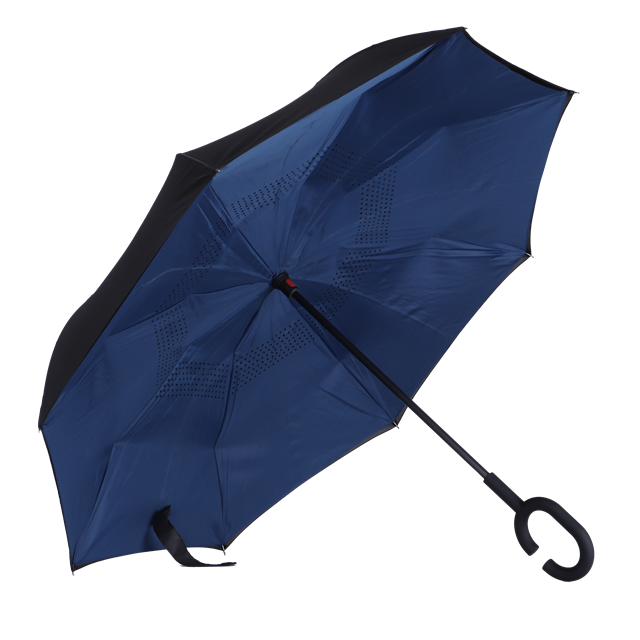 Wholesale C-handle 2 layer canopy automatic invert reverse car umbrella