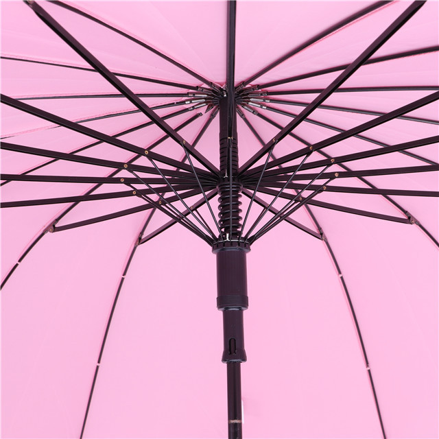 High quality light auto Open 16 ribs extra large straight umbrella storm proof pink strong straight umbrella