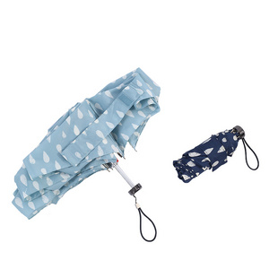 Mini Small Pongee 5 Folding Japanese Rain Drop Printing Travel Pocket Small UV Sun Umbrellas