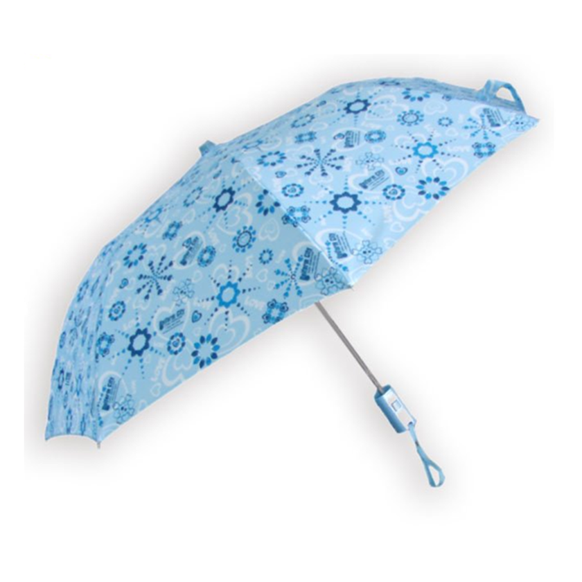 Auto Open Portable Custom with Logo Light Blue Cute Umbrella for Women 21 inch Sun and Rain Umbrella