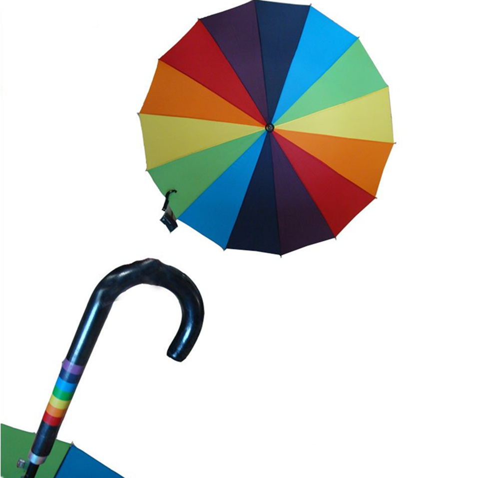 Rainbow Camping Travelling Pride Large 23 Inches Customized Colorful Designed with Logo Rainproof Straight Golf Umbrella