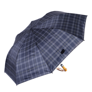 wood handle plaid design semi automatic auto opening 2 folding umbrella for 2 people compact fold umbrella