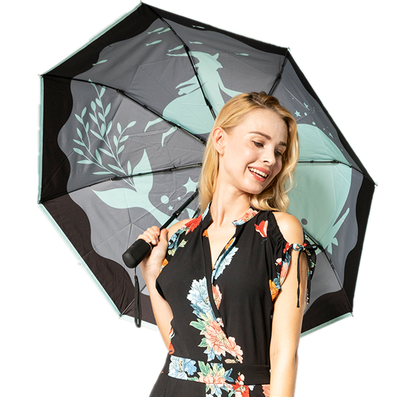 2020 colorful fashion design 190T pongee fabric 3 folding packing with case smart automatic luxury pretty uv umbrella