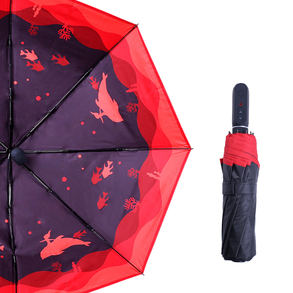 Advanced Fully Automatic Open and Close 3 Charing Promotional Car Using Environmental Fabric Compact Smart Electric Umbrella