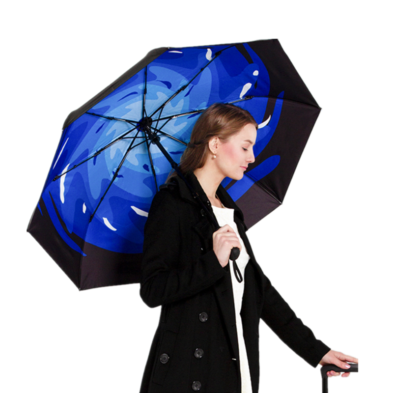 New design 3 folding umbrella with case usb charging hight quality smart electric fully automatic auto opening close umbrellas