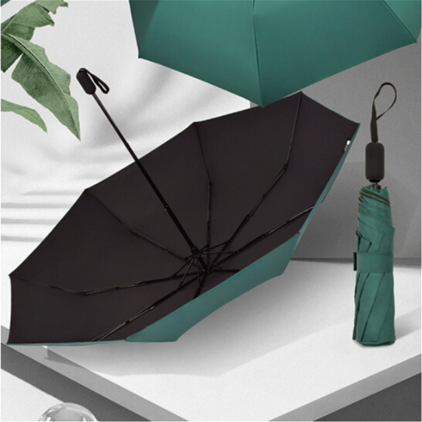 uv black coating candy color three folding parasols with case monsoon compact green color fashion umbrellas