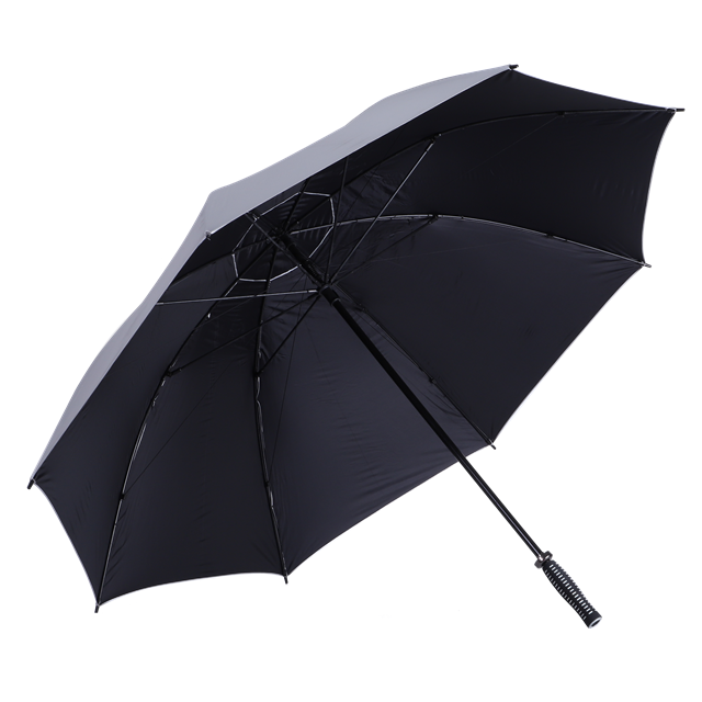 Silver coating outside uv protect black inside manual open large umbrella with luxury handle high quality golf umbrella