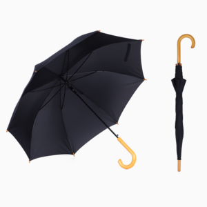 wholesale semi-automatic wood handle cheap straight umbrella custom made logo print umbrellas