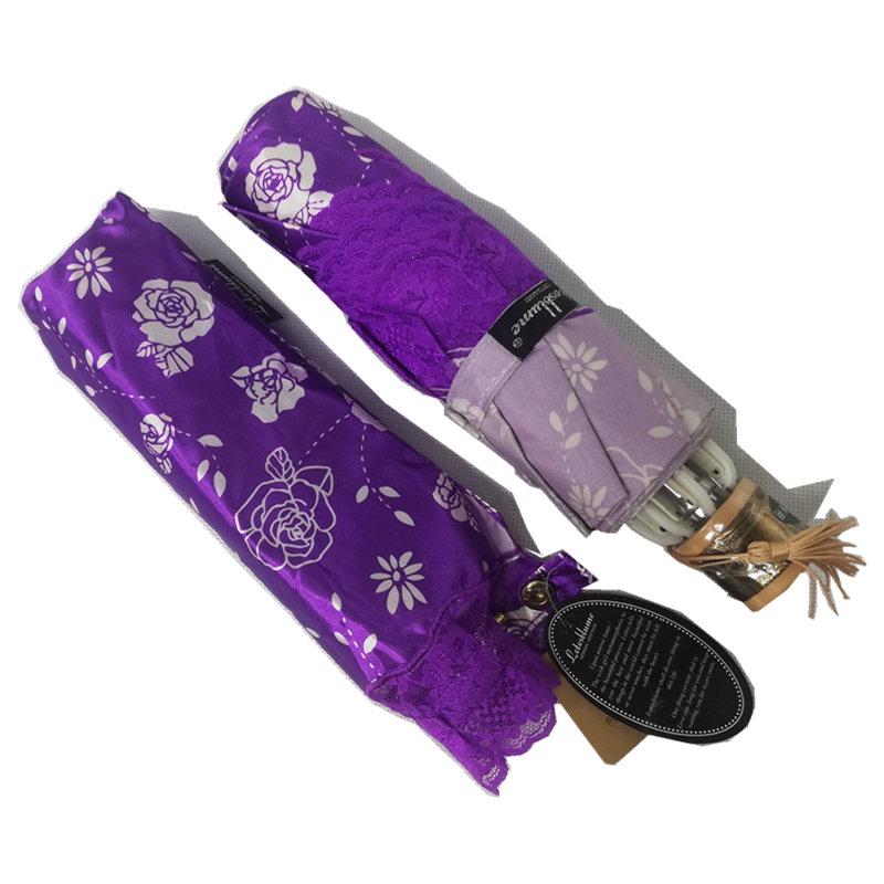 Asian purple color sun woman flower umbrella free sample ready to ship flower umbrella