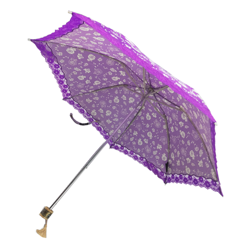 Asian purple color sun woman flower umbrella free sample ready to ship flower umbrella