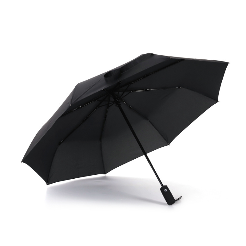 high quality 190t nylon fabric recycle polyester PET fully automatic triple folding high end plain white umbrella