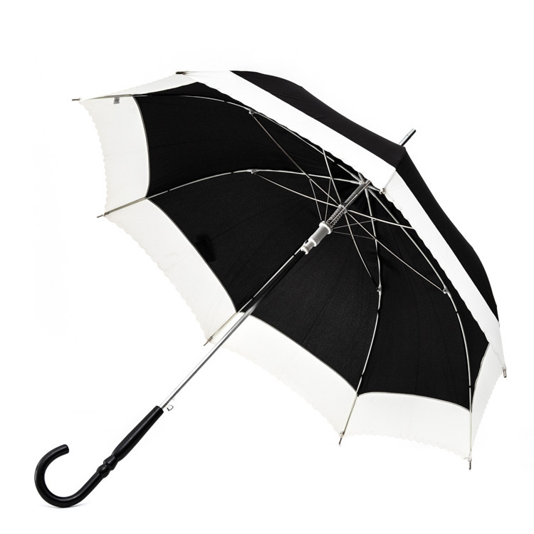 Wholesale Stylish Design Elegant Wooden Shaft Handle Joint with Polka Dot Fabric 22 inch Manual Open Straight Umbrellas