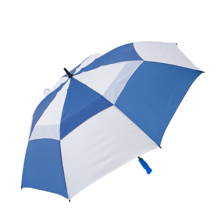 Extra Large Colorful Custom with Logo Blue EVA Handle Blue and White Windproof Double Layers with Big Rain 30 inch Golf Umbrella