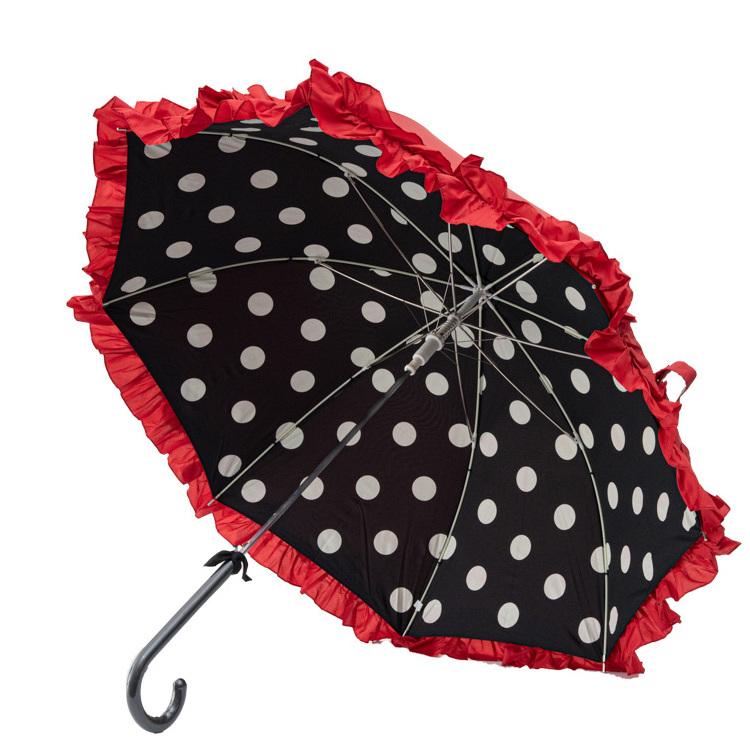 Classic Elegant European for Women 23 inch New Umbrella Cute Star All Over Printing for Woman Sunshine Straight Ruffle Umbrella