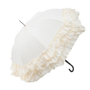 Classic European White Colorful Cute Design Customized with Lace Wedding Halloween Gift Straight Sun Rain Protection Umbrella