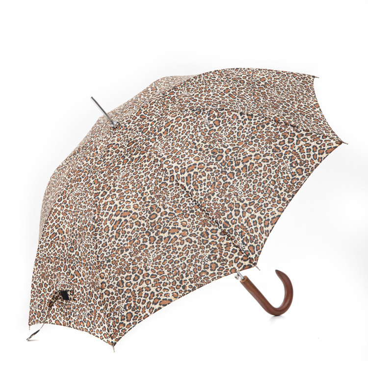 Classic Pretty Wholesale Custom Leopard Print Girl Auto Open 21 Inch Portable Rain Proof Straight Umbrella