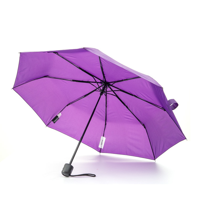 cheaper price polyester fabric promo umbrella purple color 3 folding rain little umbrella