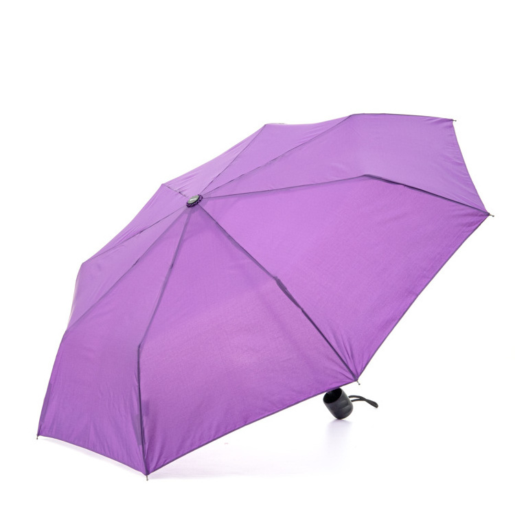 cheaper price polyester fabric promo umbrella purple color 3 folding rain little umbrella