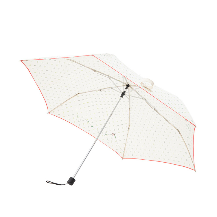 Mini 17 inch 6 Ribs Small Size White Umbrella with Watermelon Strawberry Fruit Prints Triple Folding Umbrella