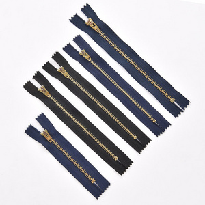 Wholesale Factory Custom Metal Zipper 4.5YG 4YG 5YG Double Lock Close End Metal Brass Zipper for Jeans