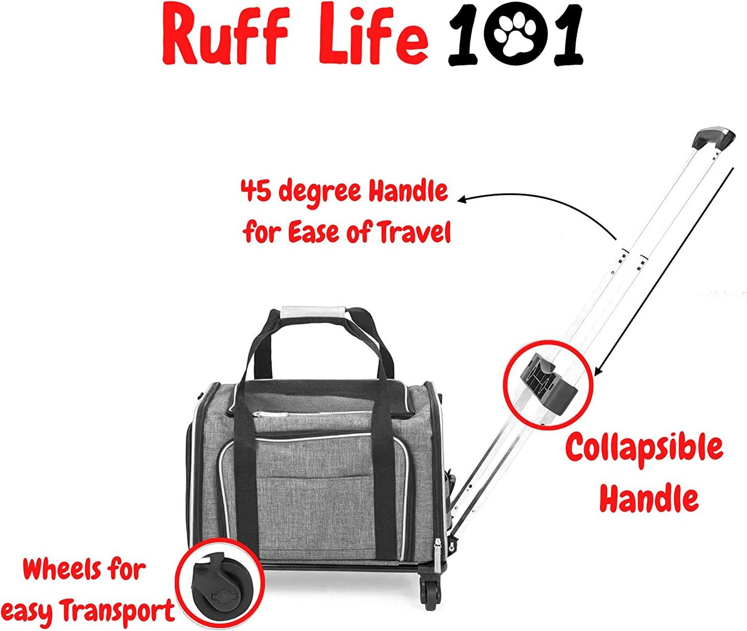 Airline Approved Expandable Premium Pet Carrier on Wheels- Two Sided Expandable Rolling Carrier- Designed for Dogs & Cats