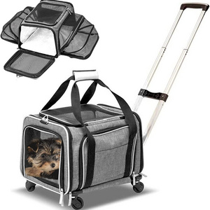 Airline Approved Expandable Premium Pet Carrier on Wheels- Two Sided Expandable Rolling Carrier- Designed for Dogs & Cats