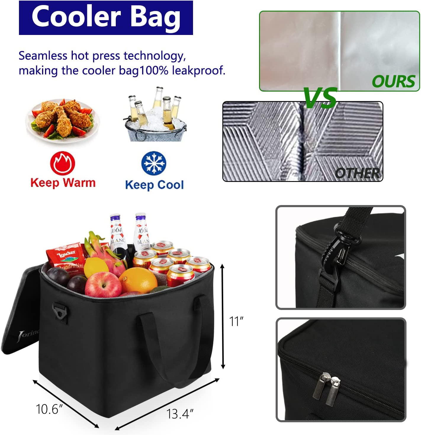 Collapsible Trunk Organizer for Car with Insulated Leak proof Cooler Bag