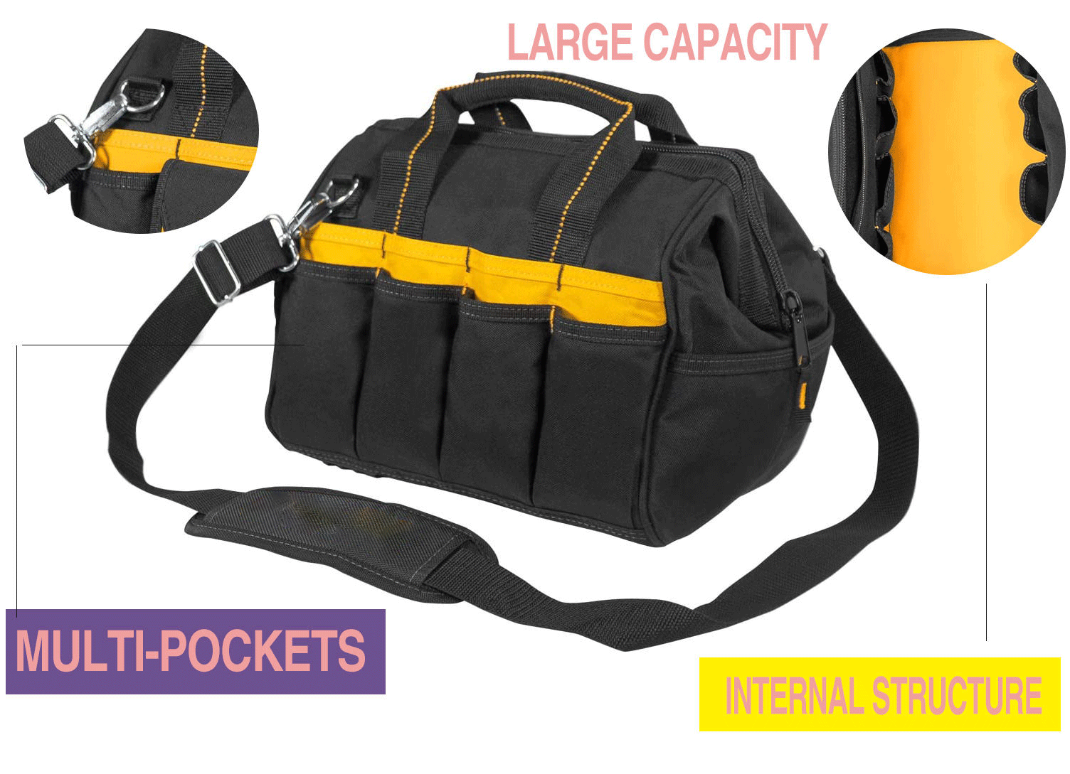 Custom waterproof heavy duty durable Foldable Durable Multi-pockets canvas veto tool bags