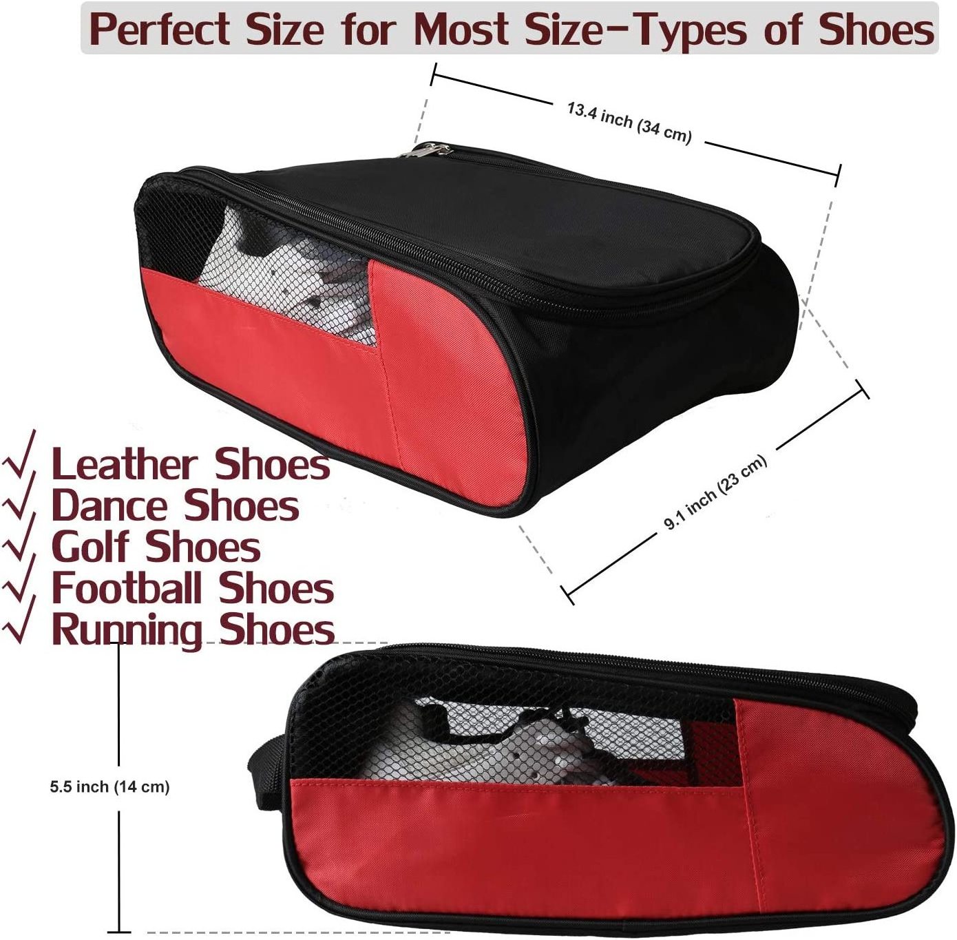 2023 Customization Outdoor Golf Shoes Bags Travel Shoes Bags Zippered Sport Shoes Bag