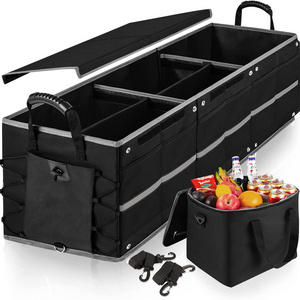 Collapsible Trunk Organizer for Car with Insulated Leak proof Cooler Bag